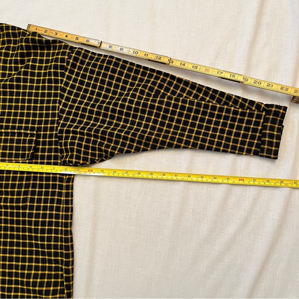 Vintage Henri Bendel Plaid Button-Up Shirt Black & Yellow Gold S - Picture 5 of 10